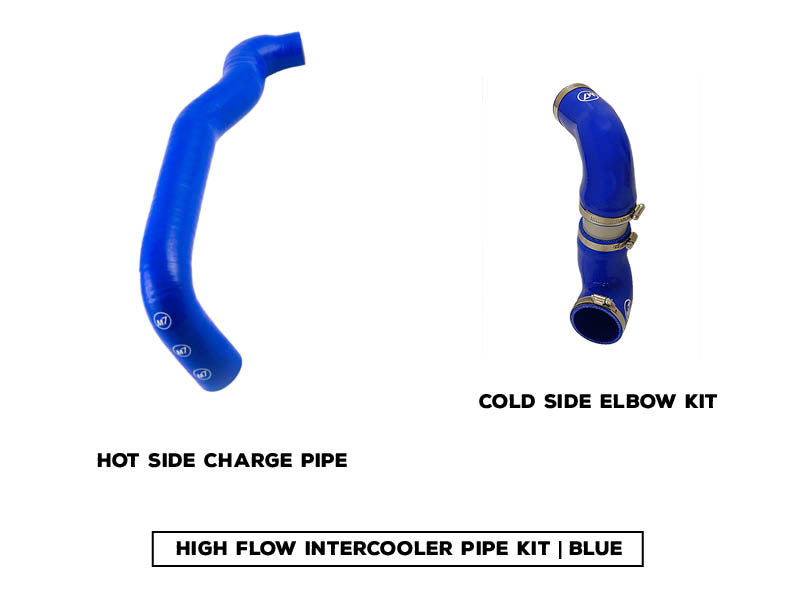 High Flow Intercooler Pipe Kit Includes Cold Side Elbow Kit and Hot Side Pre Intercooler Pipe | Blue